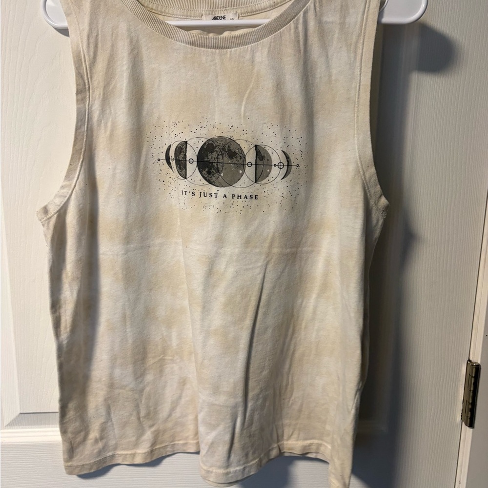 Beige Graphic Tank Top